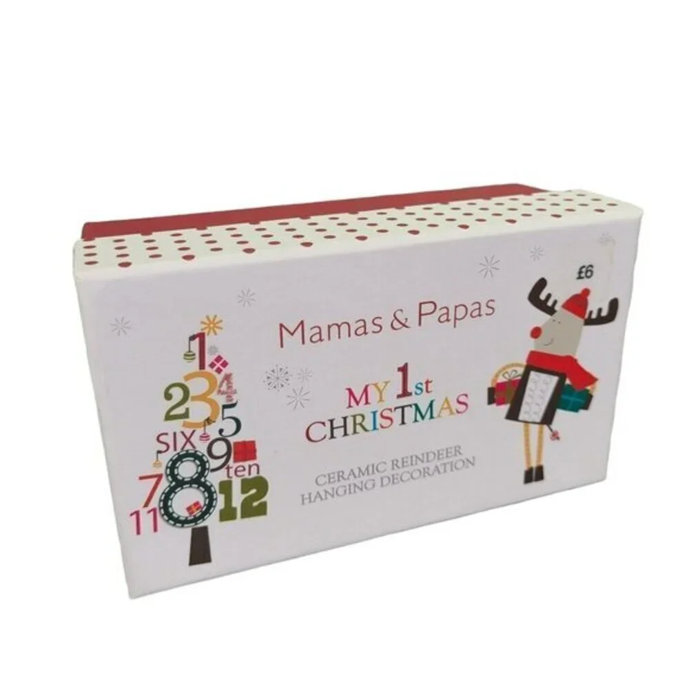 Mamas and Papas Hanging Rudolph Reindeer Bell Ornament 2010‎ Ceramic UK Boxed